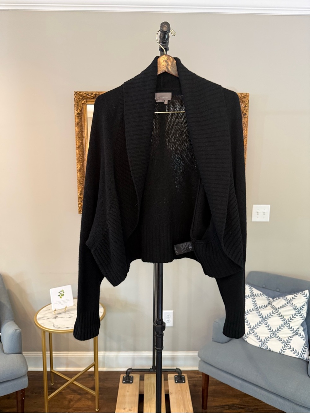 Anthropologie Black Draped Open-Front Cardigan - Bat Wing